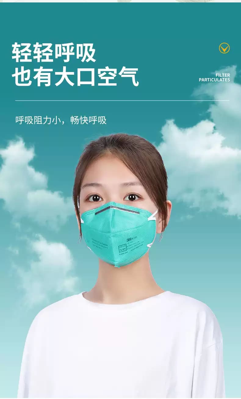 3M 9132 医用颗粒物防护口罩 （头带式、中国医疗器械注册) (如病毒、细菌、霉菌、碳疽杆菌、结核杆菌等)